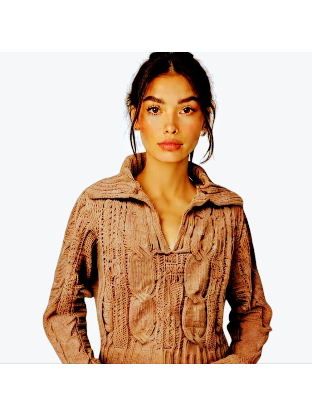 Sincerely Jules Cable Knit V Neck Sweater S